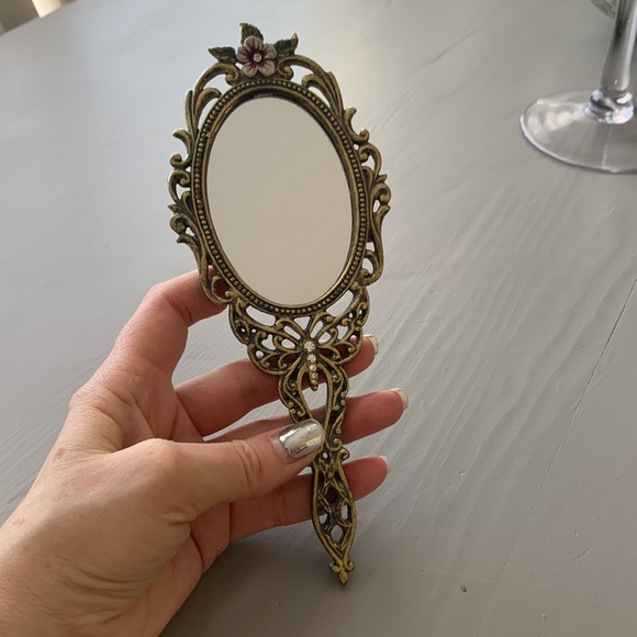 Brass Hand held small decorative mirror - Picture 2 of 5